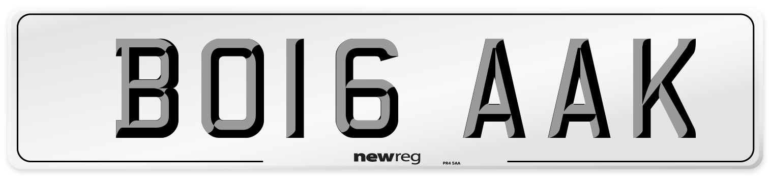 BO16 AAK Number Plate from New Reg